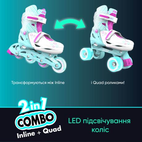 Ролики Neon Combo LED розмір 30-33 бірюзовий (NT09T4) - фото 0
