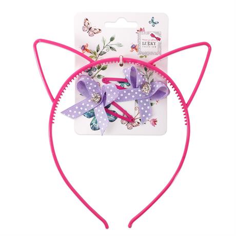 Обруч для волосся Lukky з вушками та двома заколками (T18561) - фото 0