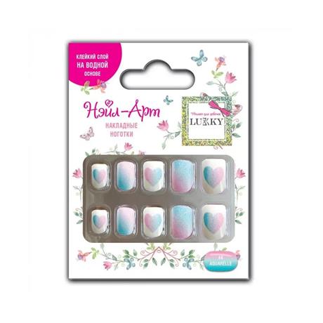 Дитячий набір для манікюру Lukky Накладні багаторазові нігті Aquarelle 10 шт. (T19425) - фото 1