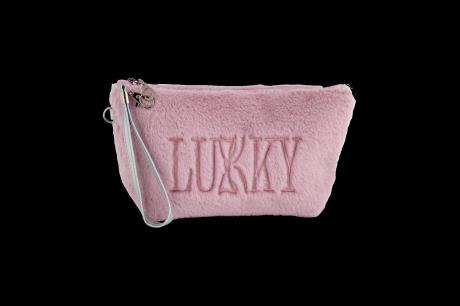 Косметичка Lukky плюшевая с сиреневым логотипом. (T21390) - фото 0