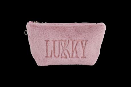 Косметичка Lukky плюшевая с сиреневым логотипом. (T21390) - фото 0
