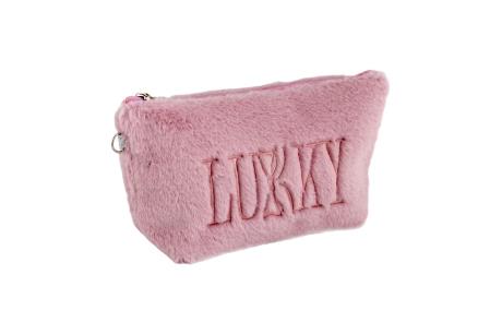 Косметичка Lukky плюшевая с сиреневым логотипом. (T21390) - фото 0