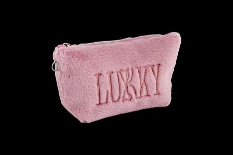 Косметичка Lukky плюшевая с сиреневым логотипом. (T21390) - фото 0
