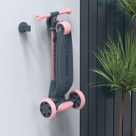 Триколісний самокат YVolution YGlider Nua LED складаний рожевий (Y101264) - фото 1